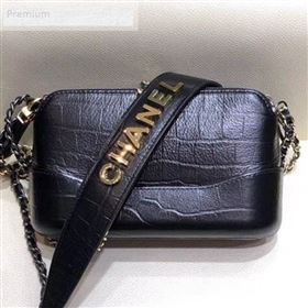 Chanel Crocodile Embossed Calfskin Gabrielle Clutch with Chain A94505 Black 2019 (SMJD-9070120)