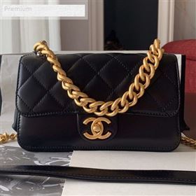 Chanel Wax Quilted Calfskin Small Classic Flap Bag Black 2019 (BLWX-9070127)