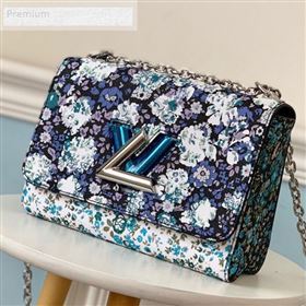 Louis Vuitton Floral Print Twist MM Chain Shoulder Bag M55037 Blue 2019 (LVSJ-9070167)