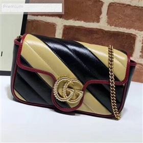 Gucci GG Diagonal Marmont Super Mini Bag 574969 Beige/Black 2019 (DLH-9070210)