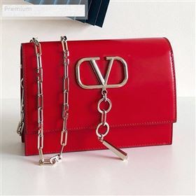 Valentino Smooth Calfskin Small VCASE Chain Shoulder Bag Red 2019 (JJ3-9070269)