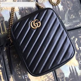 Gucci GG Diagonal Marmont Leather Mini Shoulder Bag 550153 Black 2019 (BLWX-9070225)