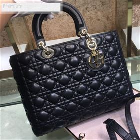 Dior Lady Dior Cannage Lambskin Tote Bag Black 2019 (XYD-9070249)