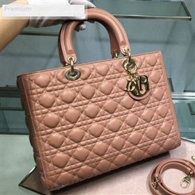 Dior Lady Dior Cannage Lambskin Tote Bag Apricot 2019 (XYD-9070250)