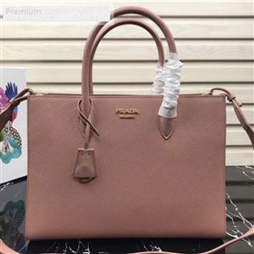 Prada Contrasting Side Saffiano Leather Large Tote 1BA153 Pink 2019 (PYZ-9070255)