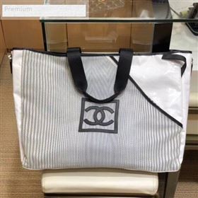 Chanel Mesh Canvas and PVC Large Shopping Tote Bag White 2019 (SMJD-9070624)