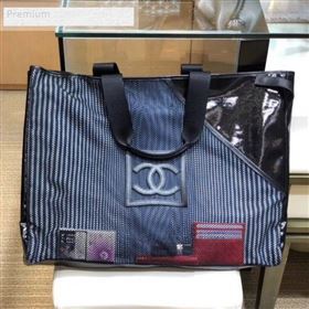 Chanel Mesh Canvas and PVC Large Shopping Tote Bag Black 2019 (SMJD-9070628)