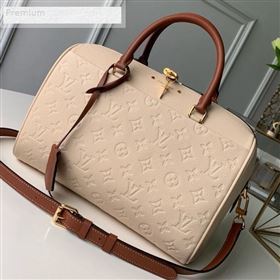 Louis Vuitton Monogram Empreinte Leather Speedy Bandouliere 25 M44736 Cream White 2019 (KD-9070827)