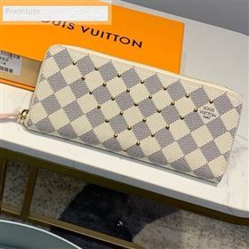 Louis Vuitton Damier Azur Canvas Studded Clemence Long Zipped Wallet N60252 2019 (LVSJ-9070830)