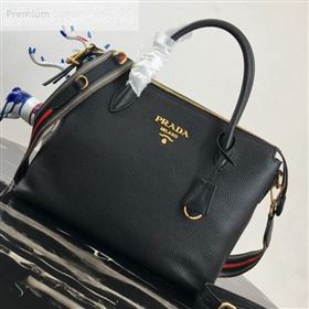 Prada Grained Soft Calf Leather Top Handle Bag 1BA157 Black 2019 (PYZ-9070862)