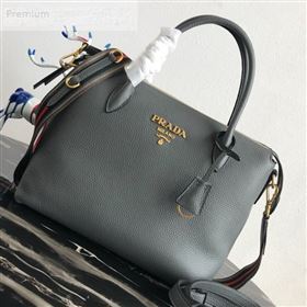 Prada Grained Soft Calf Leather Top Handle Bag 1BA157 Grey 2019 (PYZ-9070863)