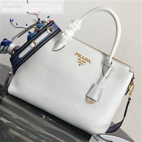 Prada Grained Soft Calf Leather Top Handle Bag 1BA157 White 2019 (PYZ-9070865)