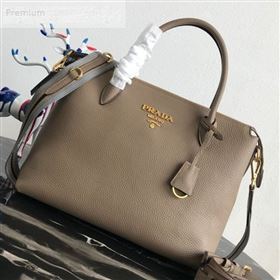 Prada Grained Soft Calf Leather Top Handle Bag 1BA157 Dark Beige 2019 (PYZ-9070866)