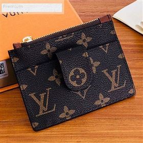 Louis Vuitton Monogram Canvas Porte Cartes Double Zipped Card Holder M66531 Brown 2019 (LVSJ-9071258)