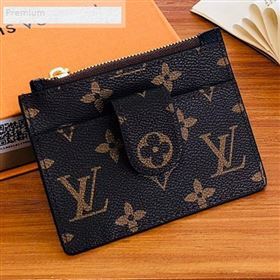 Louis Vuitton Monogram Canvas Porte Cartes Double Zipped Card Holder M66531 Black 2019 (LVSJ-9071260)