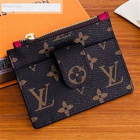 Louis Vuitton Monogram Canvas Porte Cartes Double Zipped Card Holder M66531 Fushia 2019 (LVSJ-9071261)