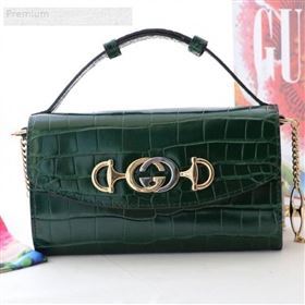 Gucci Zumi Crocodile Embossed Leather Mini Shoulder Bag 564718 Green 2019 (JM-9071307)