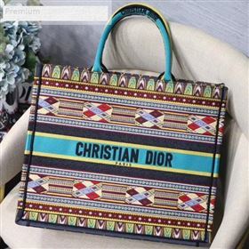 Dior Book Tote in Embroidered Canvas Turquoise 2019 (XXG-9071323)