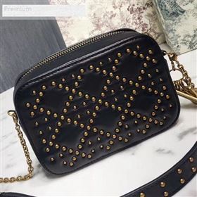 Dior Lady Dior Studded Lambskin Camera Case Shoulder Bag Black 2019 (LI-9071330)