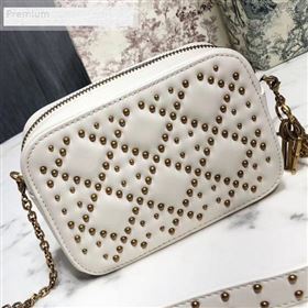 Dior Lady Dior Studded Lambskin Camera Case Shoulder Bag White 2019 (LI-9071334)