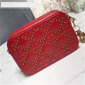 Dior Lady Dior Studded Lambskin Camera Case Shoulder Bag Red 2019 (LI-9071333)