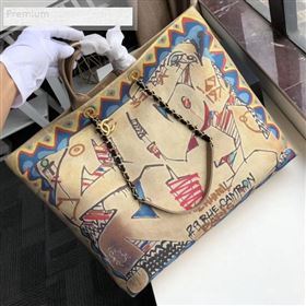 Chanel Graffiti Metallic Cotton Maxi Shopping Tote Bag AS0850 Gold/Multicolor 2019 (KAIS-9071211)