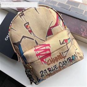 Chanel Graffiti Metallic Cotton Large Backpack AS0868 Gold/Multicolor 2019 (XGZ-9071210)