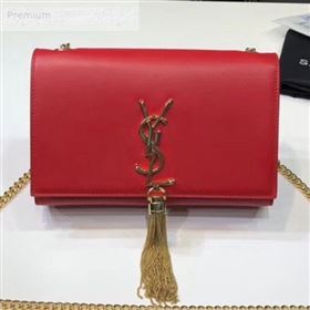 Saint Laurent Kate Small Chain and Tassel Bag in Smooth Leather 474366 Bright Red/Gold   (BGL-9071707)