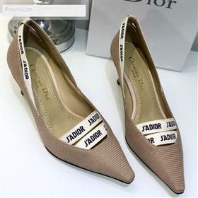 Dior Jadior Fabric Logo Band Heel Pump 6.5cm/9.5cm Beige 2019 (JINC-9071729)