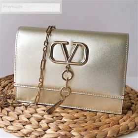 Valentino Small Metallic Calfskin VCASE Chain Shoulder Bag Gold 2019 (JJ3-9071510)