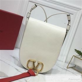 Valentino Medium Goatskin VRing Crossbody Bag White 2019 (XYD-9052144)