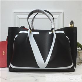 Valentino Large Giant V Logo Shopping Tote Bag Black/White 2019 (XYD-9052148)