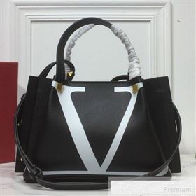 Valentino Small Giant V Logo Shopping Tote Bag Black/White 2019 (XYD-9052147)