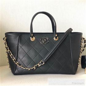 Chanel Patchwork Quilted Leather CC Shopping Tote Bag Black 2019 (YD-9052067)