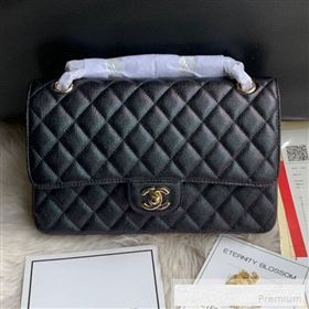 Chanel Classic Quilted Iridescent Grained Calfskin Flap Bag Black 2019 (SSZ-9052074)
