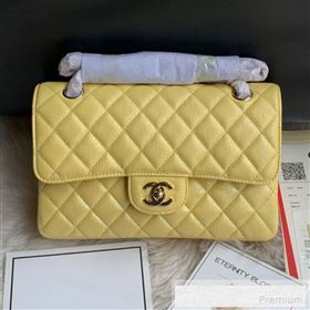 Chanel Small Classic Quilted Iridescent Grained Calfskin Flap Bag Yellow 2019 (SSZ-9052079)