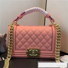 Chanel Small Quilted Leather Leboy Flap Top Handle Bag AS0135 Pink 2019 (SSZ-9052101)