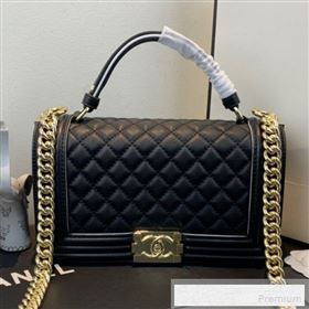 Chanel Quilted Leather Leboy Flap Top Handle Bag AS0136 Black 2019 (SSZ-9052104)