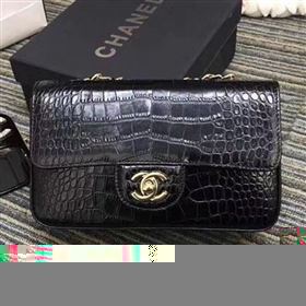 Chanel Crocodile Embossed Calfskin Classic Mini Flap Bag A01116 Black 2019 (XIN-9052909)