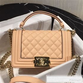 Chanel Quilted Calfskin Mini Flap Top Handle Bag with Contrasting Trim Nude 2019 (FM-9052918)