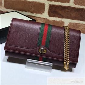 Gucci Ophidia Leather Chain Wallet 546592 Burgundy 2019 (MHJ-9053002)