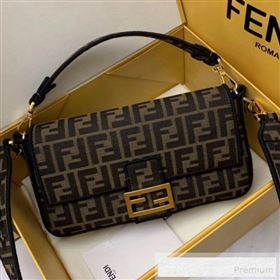 Fendi FF Fabric Medium Baguette Bag Brown/Black 2019 (AFEI-9053010)