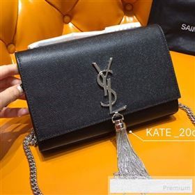 Saint Laurent Kate Small Chain and Tassel Bag in Textured Leather 474366 Black 2019 (WMJ-9053124)