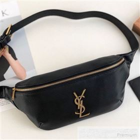 Saint Laurent Classic Monogram Belt Bag in Grain Leather 589959 Black/Gold 2019 (KTS-9053128)