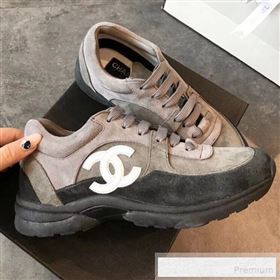 chaneI Suede Calfskin Sneakers G34360 Black/Grey 2019 (EM-9053153)