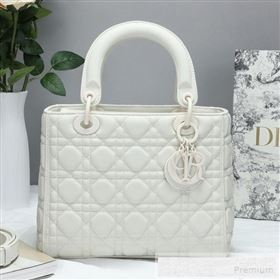 Dior Lady Dior Top Handle Bag in Ultra-Matte Cannage Calfskin White 2019 (BFS-9053023)