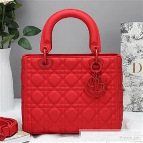 Dior Lady Dior Top Handle Bag in Ultra-Matte Cannage Calfskin Red 2019 (BFS-9053025)