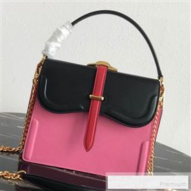 Prada Belle Leather Top Handle Bag 1BN004 Black/Pink/Red 2019 (PYZ-9053040)