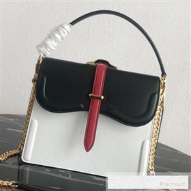 Prada Belle Leather Top Handle Bag 1BN004 White/Black/Red 2019 (PYZ-9053039)