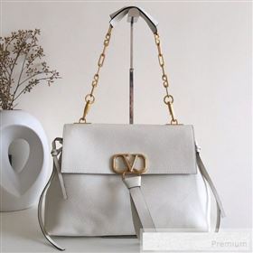 Valentino Medium VRing Grainy Calfskin Chain Shoulder Bag White 2019 (JJ3-9053053)